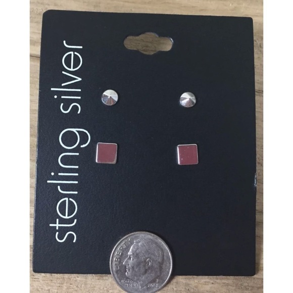 Sterling Silver .925 Dainty Geo Stud Earrings - Picture 1 of 3